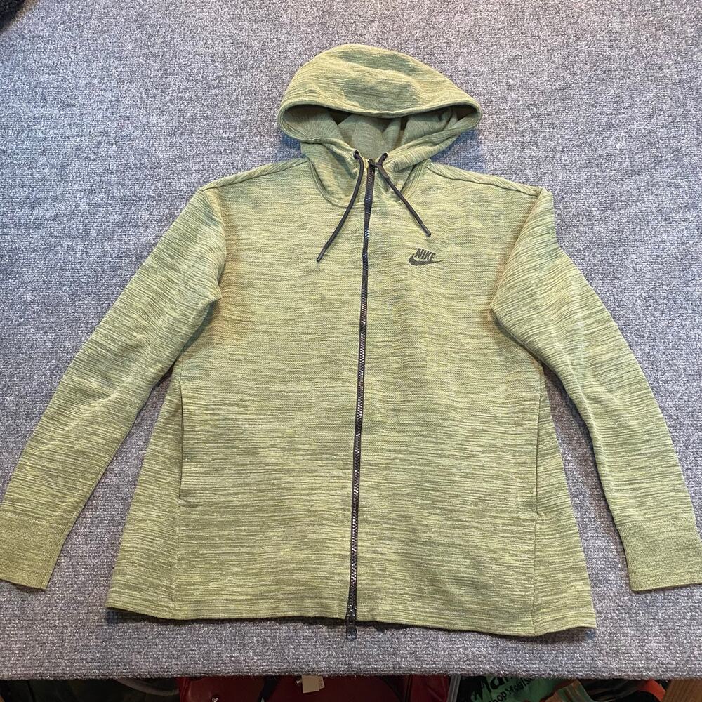 Nike Tech Knit Full Zip Hooded Jacket Heather Green Womens Small Casual Hoodie